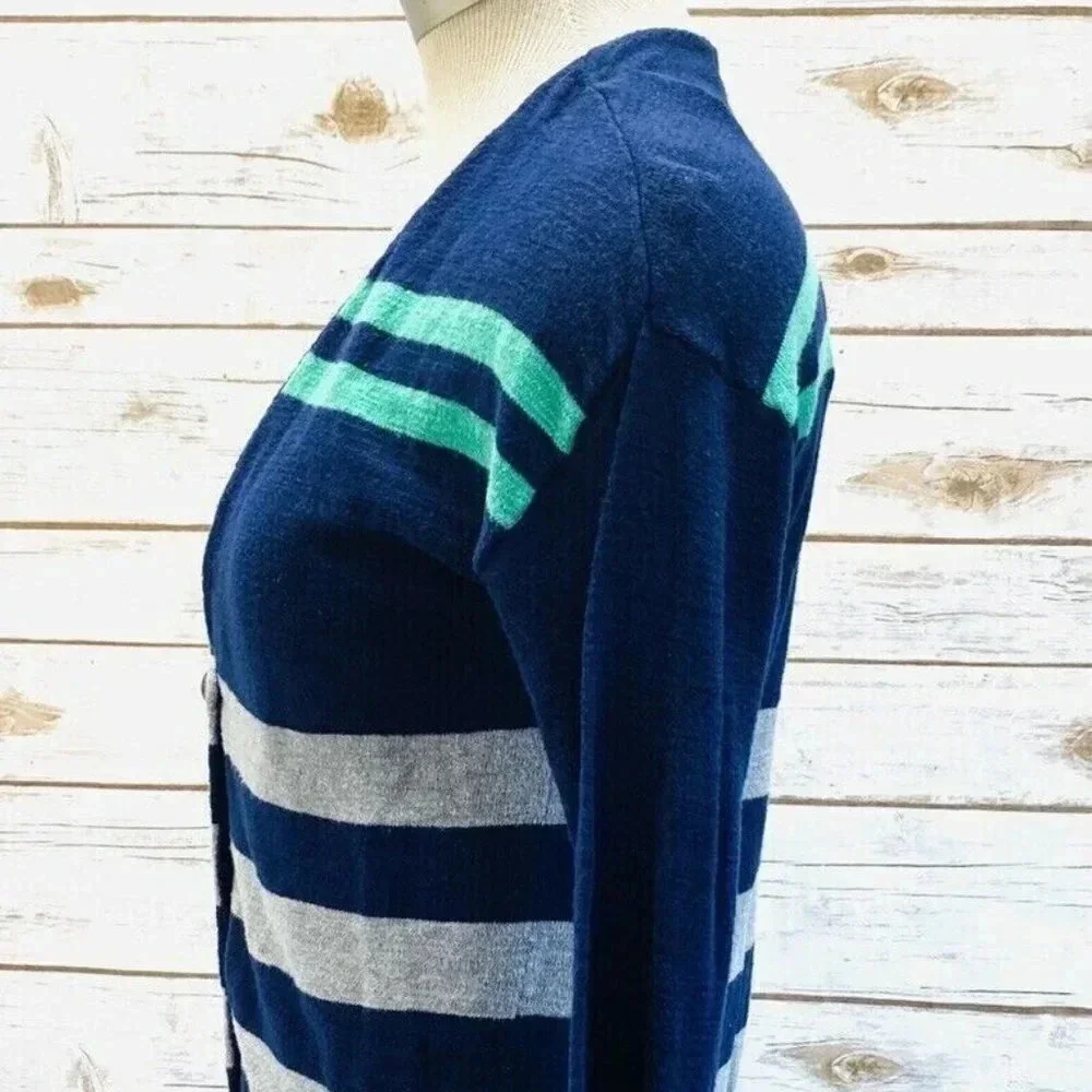 ARIZONA Women Long Sleeve Button Down Striped V-Neck Cardigan Top Size Small